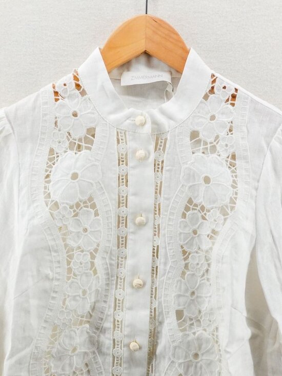 Zimmermann Halcyon Broderie Shirt White US 8 - Picture 9 of 15